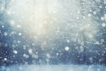 Fototapeta na wymiar bokeh winter background with abstract defocused snowflakes