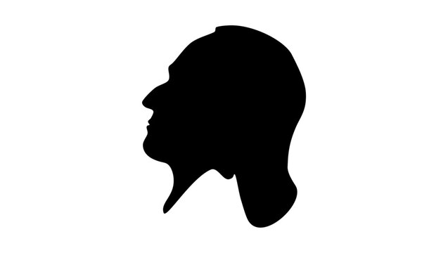Theodor Mommsen, black isolated silhouette