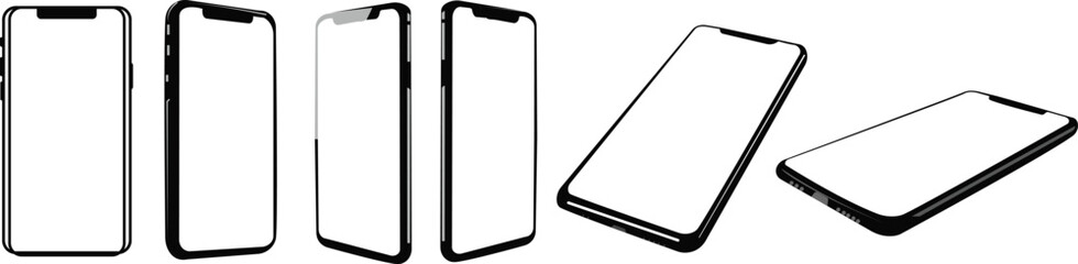 Smartphone vector icon for background graphic design. Modern black vector of mobile gadget in flat style. Phone display with white screen isolated on transparent background.