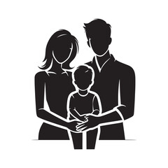 Family Silhouette in Minimalist Splendor - A Subtle Ode to Togetherness
