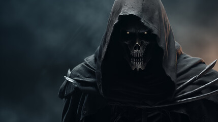 Fototapeta na wymiar Menacing Grim Reaper Comes For Your Soul