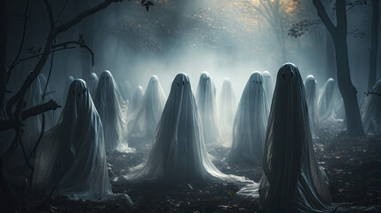 ghosts . Nightmares and fears. Halloween concept. Background with selective focus