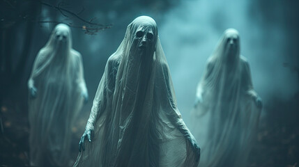 ghosts . Nightmares and fears. Halloween concept. Background with selective focus