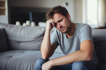 man suffering from depression sitting