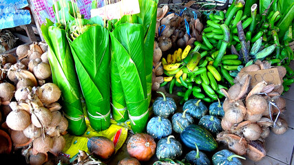 Fresh fruit and vegetable selling in Port Vila Markets, Vanuatu.