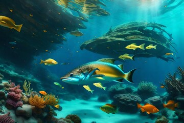 coral reef and fish Generated with AI.