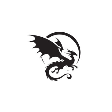 Essence of Dragon - Minimalistic Silhouette Art Capturing the Enigmatic Beauty and Symbolism of Mythical Dragons in a Contemporary Style Dragon Silhouette
