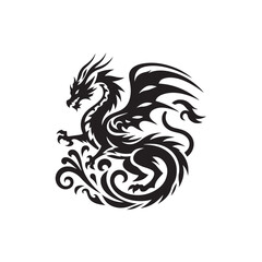 Essence of Dragon Silhouette - Minimalistic Artwork Showcasing the Unique Features and Timeless Beauty of Mythical Dragons Dragon Silhouette
