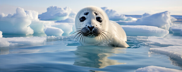 seal on ice near cold water.