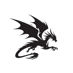 Dragon Silhouette Mastery - Minimalist Approach to Illustrating the Unique Characteristics and Powerful Aura of Dragons in a Modern Style
