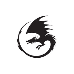 Dragon Minimalism Mastery - Elegant Silhouette Artistry Capturing the Intricacies and Symbolism of Dragons in a Contemporary Style
