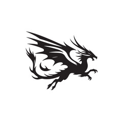Minimalistic Dragon Elegance - A Refined Silhouette Depicting the Essence and Beauty of Dragons in a Clean and Contemporary Manner Dragon Silhouette

