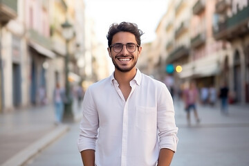 smiling Caucasian man at street