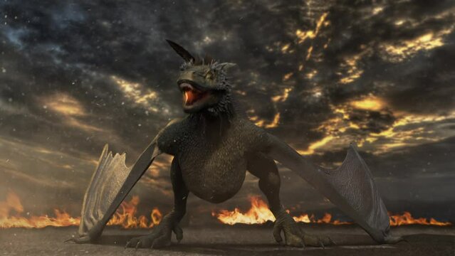 3D Fire dragon breath animation. 3D Attack. 3D Monster Dragon Mythology.  Dragon flame logo.