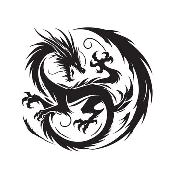 Minimalistic Dragon Silhouette Essence - A Subtle and Striking Artistic Representation of Dragons in a Clean and Uncluttered Style Dragon Silhouette
