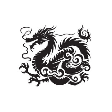 Dragon Essence Silhouette Mastery - Minimalistic Artwork Capturing the Distinctive Form and Allure of Dragons in a Clean and Contemporary Style Dragon Silhouette

