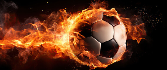 Fire soccer ball background - obrazy, fototapety, plakaty