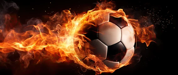 Gordijnen Fire soccer ball background ©  Mohammad Xte