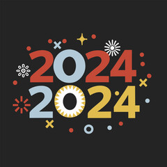 "Sparkling Beginnings: Happy New Year 2024 Vector Illustration Design"