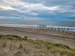 Holandia, widok na Morze Północne z miejscowości Petten aan Zee. - obrazy, fototapety, plakaty