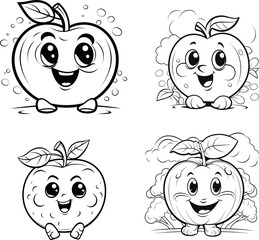 Apple fruit vector image, coloring page