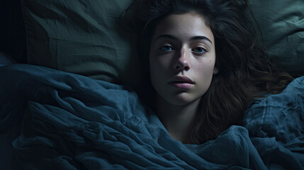 Woman Lying Awake In Bed Suffering With Insomnia