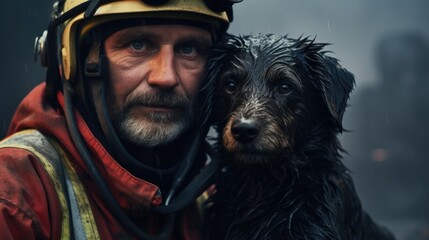 Rescue man and dog 