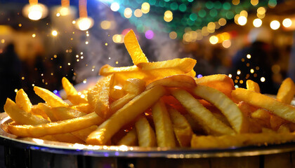 Crispy Golden Potato Fries: Delicious and Unhealthy Fast Food Snack