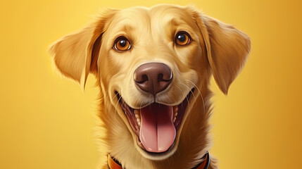 Illustration of a smiling dog with a talkative language