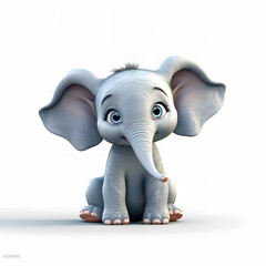 Fototapeta premium Playful Cartoon Elephant in Innocent Glee