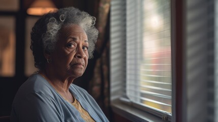 Senior african american woman in a nursing home  - Powered by Adobe