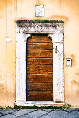 Italian Door. Old Italian street of a small town of Lucca in Tuscany