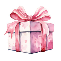 pink gift box watecolor 