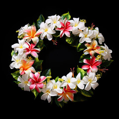 Hawaii garland of flowers. Isolated on black background