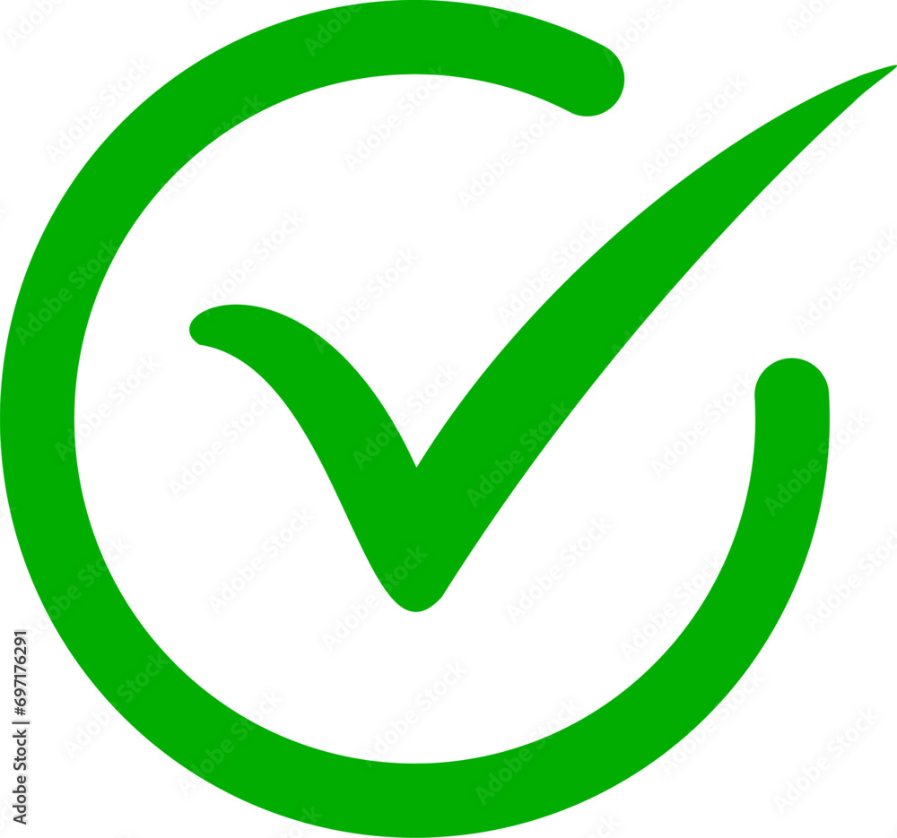 Poster green check mark icon. tick ​​symbol in green color. replaceable vector design