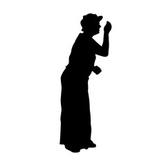 Silhouette of an old woman in pose. Silhouette of an elder female in pose.
