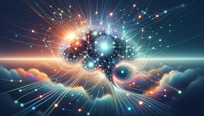 Obraz premium Abstract Neural Network: Futuristic AI Training Concept with Illuminated Connections