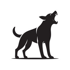 A Vigorous Barking Dog Silhouette, Emphasizing the Energetic and Spirited Nature of Canine Communication
 - obrazy, fototapety, plakaty