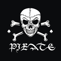 pirate sign with skull, grunge vintage design t shirts