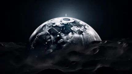 Zelfklevend behang Volle maan en bomen moon in space