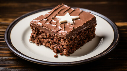 Piece of traditional chocolate Texas sheet cake