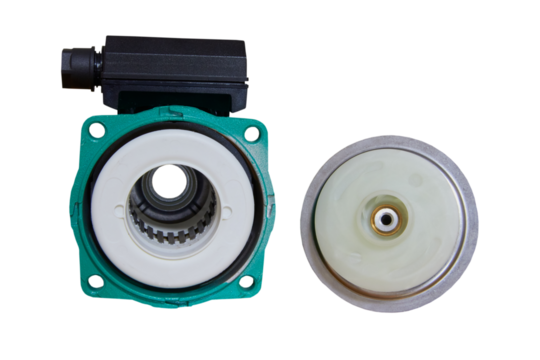 heating water circulation pump, circulation pump for water and boiler heating systems isolated on a white background