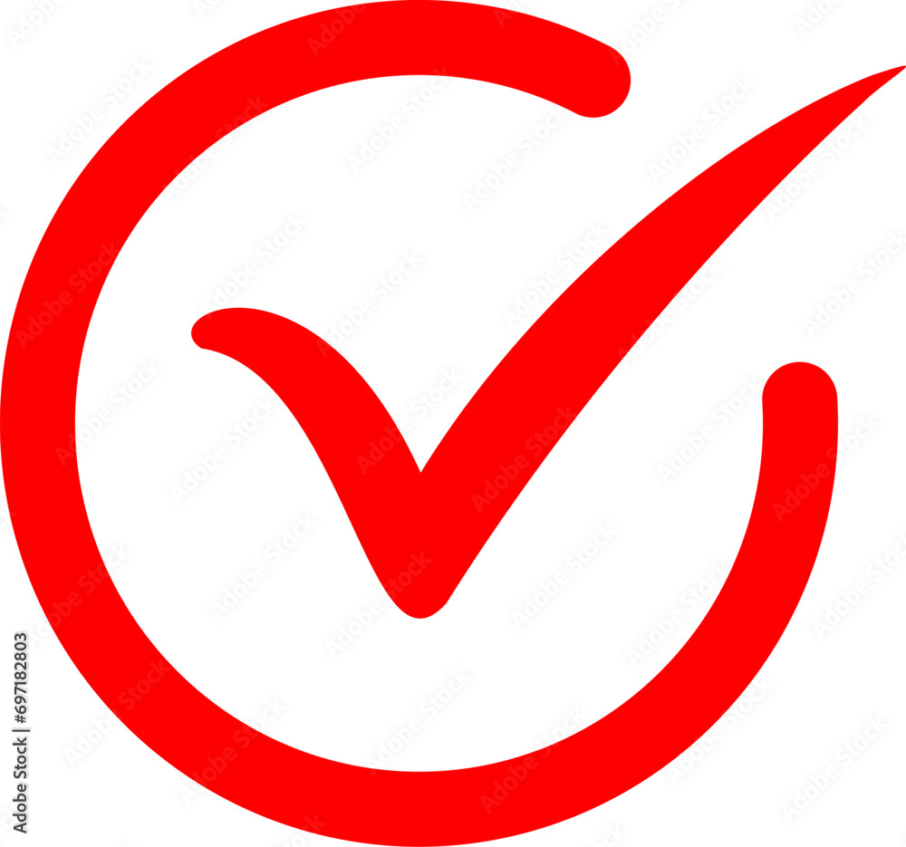 Poster red check mark icon. tick ​​symbol in red color. replaceable vector design