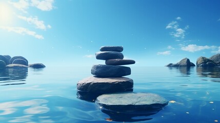 Obraz na płótnie Canvas Zen Concept: Step Stones In Blue Water
