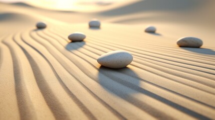 Fototapeta na wymiar Zen Stones Featuring Lines in Sand - Spa Treatment - Harmony and Purity Idea
