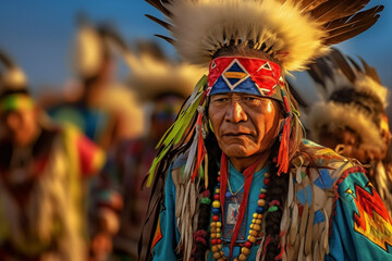 Fototapeta premium Native American Powwow Sunset