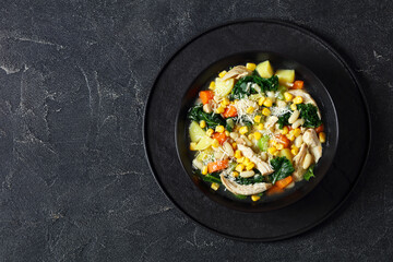 Chicken and white bean soup with veggies, corn
