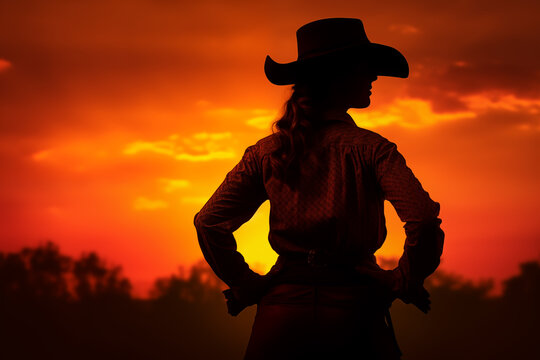 Pioneer Woman Sunset Silhouette