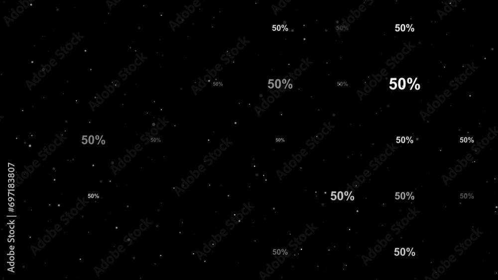 Poster template animation of evenly spaced 50 percent symbols of different sizes and opacity. animation of 