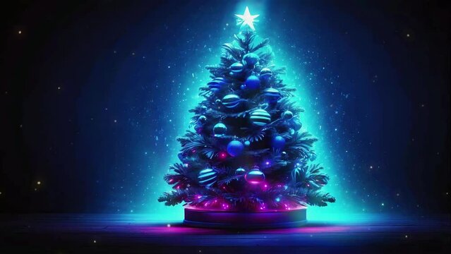 Neon christmas tree seamless animation video
